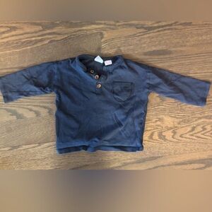 Zara Dark Blue Kids Long Sleeve Henley